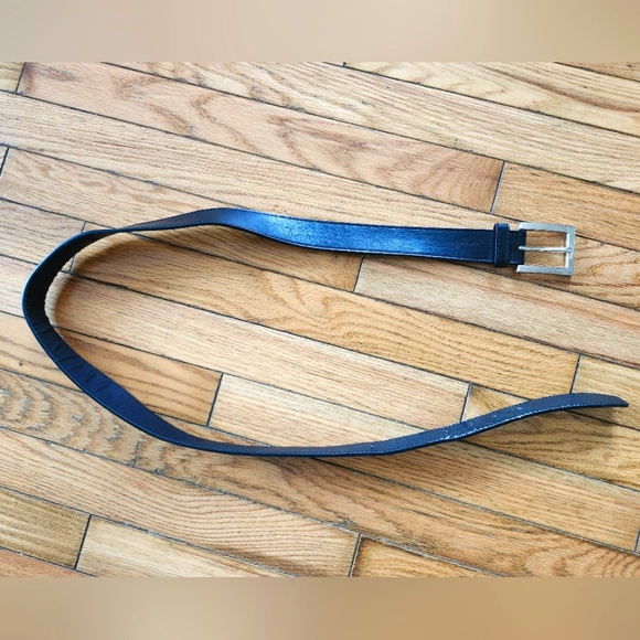 Black Italian Leather Belt Men's Size 45 40 - Picture 1 of 2